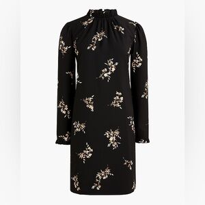 J. Crew Floral Printed Ruffle Neck Shift Dress